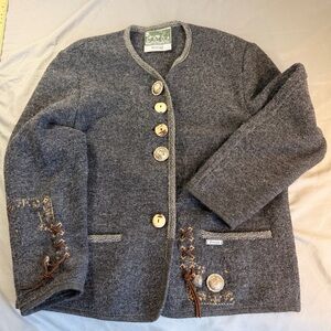 Wesenjak Vintage Dark Grey women's boiled wool jacket Austrian Trachte style 10